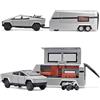 MODVKVK Tesla Truck Modellino 1:32, Macchinina Truck, kit Modello di Camper con Luce e Musica, Funzione Pull-Back, Lega Pressofusa, Ideale per Bambini dai 3 Anni e Collezionisti (Argento)