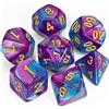 QMAY DND Set di 7 dadi poliedrici per Donjons e Dragons MTG RPG D&D D20, D12, D10, D%, D8, D6, D4 (Blu Mescolato al Viola)