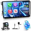 ETLFUCyber Autoradio per VW Volkswagen Jetta Passat Seat Golf Tiguan Skoda Polo, [2G+64G] 9 Pollici Touchscreen Senza Fili Carplay & Android Auto RADIO con Bluetooth5.0/32EQ/GPS/WiFi/FM RDS Radio