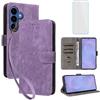 IUQXU Cover per Samsung Galaxy S26 Plus 5G Libro con Vetro Temperato VIO | Blocco RFID,Antiurto,Supporto,Custodia in Pelle Portafoglio per Galaxy S26+ S 26 Plus Samsung S26Plus