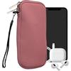 kwmobile Custodia in Neoprene con Zip per Smartphone XL - 6,7/6,8 - Astuccio Portacellulare a Sacchetto con Cerniera - Borsa in rosa antico