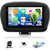 GOHHDL 4G+128G GOHHDL Android 15 Autoradio per FIAT 500X 2014-2020 con Wireless Carplay Android Auto, Touch Radio da 9 Pollici 2Din con GPS Navi WiFi Bluetooth FM/RDS EQ SWC Retrocamera&Mic, per FIAT 500X