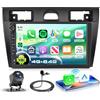VECHTEL 4G+64G Autoradio Android 15 per Ford Fiesta Mk5 2002-2008, 9'' InCell HD Schermo Tactile co Manopola Rotante Carplay Android Auto senza Fili GPS 5G Wi-Fi USB Bluetooth Radio FM RDS Retrocamera