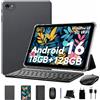 Zenva Tablet 10 Pollici Android 15, 18GB RAM + 128GB ROM (TF/2TB), 6000 mAh, Widevine L1, Gemini AI, 5G WIFI, GPS, Tablet 2 in 1 con Tastiera e Mouse-per Lavoro, Studio e Creazione