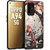 CUSTOMIZZA - Custodia cover nera morbida in tpu compatibile per Oppo A94 5G giapponese lago carpa koi rossa con foglie d'acero rosso disegnata tattoo