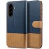 BEZ Cover per Samsung A57, Custodia per Portafoglio Samsung Galaxy A57 5G Protettiva in Tela e PU Pelle Portafoglio Flip Cover con Chiusura Magnetica, Blu Navy