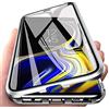 Hkess Custodia per Huawei P20 Pro Cover Magnetica Adsorbimento Cover 360 Gradi Protezione Bumper in Metallo Ultra Sottile Flip Cassa Schermo Intero Prima e Dopo Trasparente Vetro Temperato Case,Argento