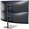 VIVO STAND-V202L STAND-V202L - Supporto da scrivania autoportante doppio verticale impilato per monitor ultra ampio, extra alto, resistente, regolabile, per 2 schermi fino a 49, capacità 20 kg per