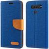 Shantime Custodia in pelle intrecciata per LG K50 - Blu