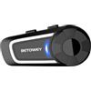 BETOWEY Auricolare Moto, TK-X4 Interfono Moto Di Gruppo Per 6 Persone Con Condivisione Musica, Assistente Vocale, Radio FM, 2 Opzioni Di Microfono (Singolo)