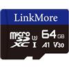 LinkMore Scheda Micro SDXC, A1, UHS-I, U3, V30, compatibile con classe 10, adattatore SD incluso (64GB, A1 V30)