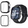 Holilo Cover Protettiva Compatibile con Huawei Watch Fit 5 Pro,2 Pièces PC Custodia Rigida con Vetro Temperato, AntiGraffio Custodia Protettiva paraurti Shell Antiurto - Nero + Trasparente