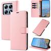 KKEIKO Cover per Xiaomi 14T Pro, Antiurto Custodia in PU Pelle con Blocco RFID, Magnetico Protettiva Cover per Xiaomi 14T Pro, Rosa