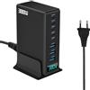 Suoxiom 380W Caricatore USB C Multiplo, GaN III 8 Porte Caricabatterie Rapido Station di Ricarica con 5 USB-C e 3 U-SB-A Caricabatterie PD PPS 100W Adattatore per Laptop per Mac-Book Pro/Air, i-Pad Pro/Air