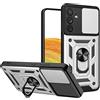 ESTH® Custodia per Samsung Galaxy A34 5G con Custodia per Fotocamera Scorrevole e Supporto ad Anello [Cover Paraurti Compatibile con Supporto Magnetico per Auto], Argento