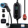 ELEGRP Mobile Wallbox da 11 kW con cavo di ricarica di tipo 2, caricatore EV a 3 fasi, 6-16 A, cavo da 7 m, impermeabile, IP67, stazione di ricarica mobile IEC 62196-2 per casa e in viaggio, plug and