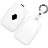 TECART Portachiavi adatto per Renault Dacia Duster Clio Espace 5 Megane Captur Koleos Kadjar Kangoo Twingo in pelle Smart chiave auto cover 4 tasti custodia chiave auto accessori auto - bianco