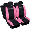 Auto Accessori Lupex - Coprisedili auto compatibili per Matiz, nero rosa, Made in Italy, tessuto poliestere, set copri sedili completi, con ricamo nome modello
