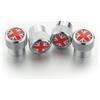 Generic Cappucci delle valvole per pneumatici in alluminio compatibili con Mini Cooper R55 R56 R57 R58 F59 R60 F55 F56 F60 PJ08 (Union Jack rosso, Argento)