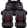 HDAJDWA Auto Set Coprisedili per Jeep Renegade 2019-2023, Protezione Antiscivolo per Sedili a 5 Posti, Coprisedile Auto in Pelle Impermeabile, Coprisedile Confortevole, B Black+Coffee