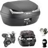 farbrothersonline COMPATIBILE CON HONDA FORZA 350 BAULETTO MONOLOCK SIMPLY 45 LITRI NERO CON CATADIOTTRI FUMÉ CON PIASTRA,KIT MONTAGGIO E RETE X 2 CASCI INTEGRALI-JET-MODULARI-SCOMPONIBILI