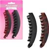 Brushworks Banana Hair Clips 2 Pack - Matte Black & Tortoiseshell Retro Banana Clips for Strong Hold, Comfortable, Crease-Free Styling & Everyday Updos, Long & Thick Hair