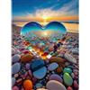 Generic Diamond Painting 5D Set per Adulti, Motivo Cuore Innamorato, Pittura Diamante Fai da Te, Tramonto Spiaggia e Mare, Diamond Art Craft, per la casa 30x40cm