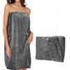 VIBINHO Asciugamano Gonna per Donna, Accappatoio in Microfibra Ultra Assorbente con Tasche e Bottoni, 80x140 cm, per Sauna, Spa, Piscina e Spiaggia (Grigio)