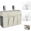 YPLANGENT Organizer per letto da agganciare, 30 × 20 × 11 cm, borsa da letto da agganciare con , per borse, organizer da letto in cotone e lino, per camera da letto, dormitori e uffici