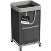 JYPS Cesto portabiancheria con ruote, 150L Grande Laundry Baskets con 2 tasche e manico, raccoglitore biancheria con sacchetto rimovibile, tubi in acciaio stabilizzati cestini portabiancheria per