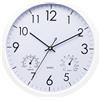 Chedin - Orologio da parete rotondo al quarzo da 30 cm senza ticchettio, resistente agli agenti atmosferici con termometro e igrometro, orologio da parete per bambini, silenzioso per la camera da