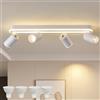 MYCUL Plafoniera 4 Fiamme Orientabile 350°,Faretti Led Soffitto con Bagliore Inferiore 36W+4x5W Spot GU10,Faretti Soffitto Bianco Caldo 3000K,Lampada da Soffitto Moderna,Faretto per Cucina,Soggiorno Bianco