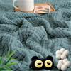 rialgirw Coperta in Mussola, Plaid Estivo Leggero in Mussola, 100% Cotone Naturale, Morbida e Traspirante — Perfetta per Letto o Divano (Blue,130x150cm)