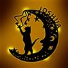 Zouwii Lampada Da Parete Gatto E Luna Con LED - Arte Della Parete Floreale, Luce Notturna Sul Muro