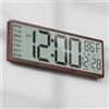 Mee 2ou Orologio da parete digitale in legno con funzionamento a batteria, orologio digitale da 15 pollici, grande display con data e giorno della settimana, numero grande con temperatura, auto DST