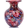 LCCCK Vaso rotondo in vetro rosso per decorazione domestica, vaso soffiato a mano per fiori, vasi in vetro colorato bohémien, per tavolo da pranzo moderno, centrotavola stravagante, scrivania da ufficio,