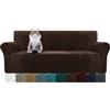 MAXIJIN Copridivano in velluto spesso a 3 posti, super estensibile, per cani Cat Pet Friendly 1 pezzo elastico Furniture Protector copridivano in peluche (3 posti, caffè scuro)