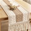letuxaamz Runner Tavola Moderno, Runner Tavola Runner Tavolo in Cotone e Lino con Frange Intrecciate, Stile Bohème Elegante per Matrimonio Festa Giardino come Versatile Decorazione da Tavolo, 30x180cm