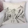 Aycubw Federa per cuscino invernale con montagna e sci, per divano, camera da letto, soggiorno, 45,7 x 45,7 cm