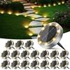 Peasur Luci Solari da Giardino, 18 Pezzi Faretto Led da Esterno Solare da Terra, 8 LED Sepolta Faretti Solari Impermeabile per Prato, Scala, Paesaggio (Bianco Caldo)