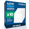 Eurocali 10 Pannelli LED 60x60 40W Quadrati da Incasso 4800 Lumen - Luce Fredda 6500K - Plafoniera da Ufficio Alta Luminosità 120 lm/W - Lampada da Soffitto per Controsoffitti Modulari