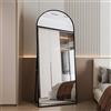 MOTUZP Specchio a Figura Intera, 180 x 80 cm Specchio da Terra ad Arco, Specchio da Parete o da Terra, Cornice in Lega di Alluminio Nera,Per Soggiorno, Camera da Letto, Corridoio (Arco Nero)