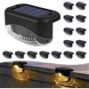 Nzkeuf 16 Pezzi Luci Solari per Esterni, Luci a LED Impermeabili, Luci Solari Da Giardino per Scale Esterne, Gradini, Recinzioni, Cortili, Patio, Grondaia, Sentiero, Decorazione (Nero, Bianco Caldo)