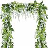 HAOSHICS 2 ghirlande di glicine in seta artificiale, da appendere alla parete, per casa, giardino, cerimonie, matrimoni, decorazione floreale (bianco)