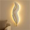 maolo Applique da Parete LED 12W a Forma di Piuma - Design Decorativo in Resina Bianca con Dettaglio Dorato | Luce CCT3, Fascio 180°, IP20 per Camera da Letto, Soggiorno, Corridoio