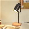 Dorlink Lampada da Tavolo E27 Vintage, Lampada da Comodino con Interruttore 1,8 M, Abat Jour da Comodino con Base in Legno per Camera, Ufficio, Ristorante - Grigio Scuro (Senza Bulbo)