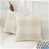 Home Brilliant Federa per cuscino beige resistente per bambini, in finto lino, a quadri, 45 x 45 cm, per divano, letto, soggiorno, cuscini decorativi da 45 cm, color crema, 2 pezzi, 45 cm