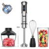 Ganiza Frullatore a immersione 5 in 1, 1200 W con controllo della velocità e modalità Turbo, in acciaio inossidabile, completo di tritatutto, frusta, montalatte e misurino, ideale per zuppe e frullati