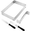 Tinsellns Teglia forno rettangolare in acciaio inossidabile 5CM, anello per mousse con 2 spatole - Ideale per torte, mousse e crostate per baking e feste