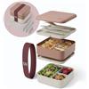 monbento - Lunch Box Adulti Flex Rosa Moka - Porta Pranzo 1 L a 2 Livelli Modulabile - Bento Compartimentato con Posate Incluse - Ermetico e Senza BPA - Perfetta per Meal Prep e Ufficio